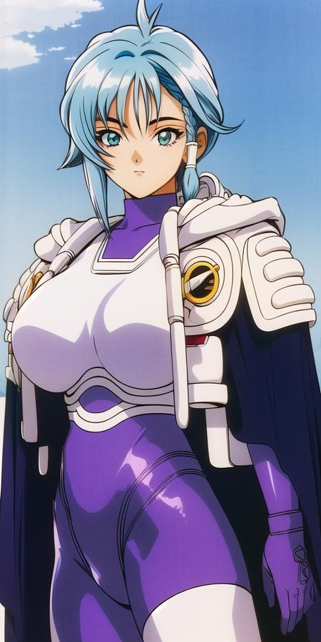 07038-469020647-_lora_aoi_karinV1_.9_ aoi_karin, huge_breasts, standing, solo, Purple_bodysuit_White_Pauldrons_White_breastplate_Asymmetrical_le.png